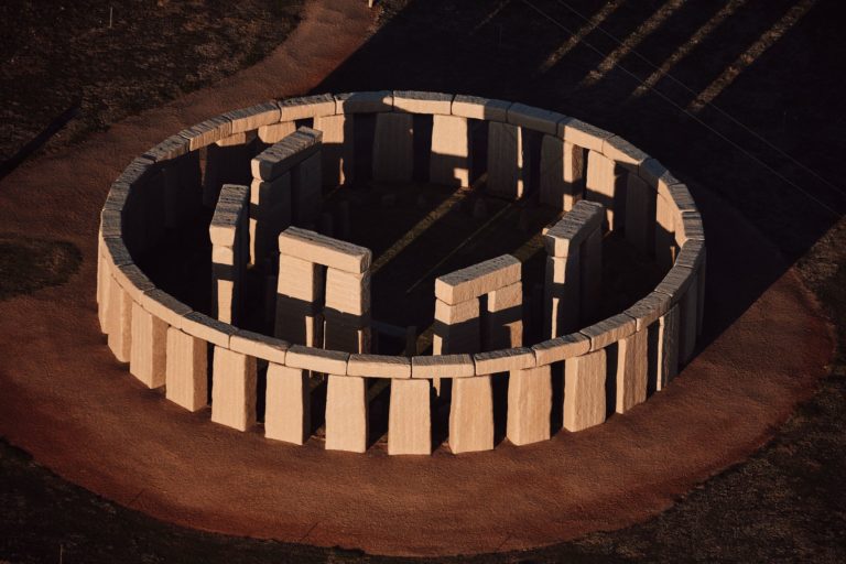 An aerial shot of a site resembling Stonehenge in England found in Esperance along The South West Edge esperance to perth road trip