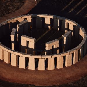 An aerial shot of a site resembling Stonehenge in England found in Esperance along The South West Edge esperance to perth road trip