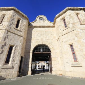 An image of the historical stone exterior of Fremantle Prison to show historical and cultural attractions on The South West Edge road trip